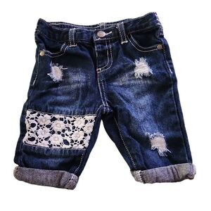 Koala Kids Girls Distressed Cropped Jeans - Size 6-9 Months